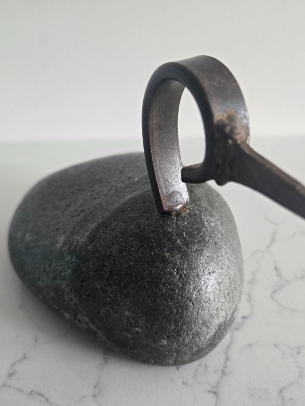 Organic Granite Stone Body & Metal Bird Figurine